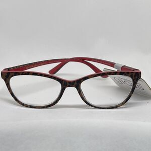 FOSTER GRANT GLOSS GL 2004 LEO Cheetah Print Red reading glasses 1.50x Mag